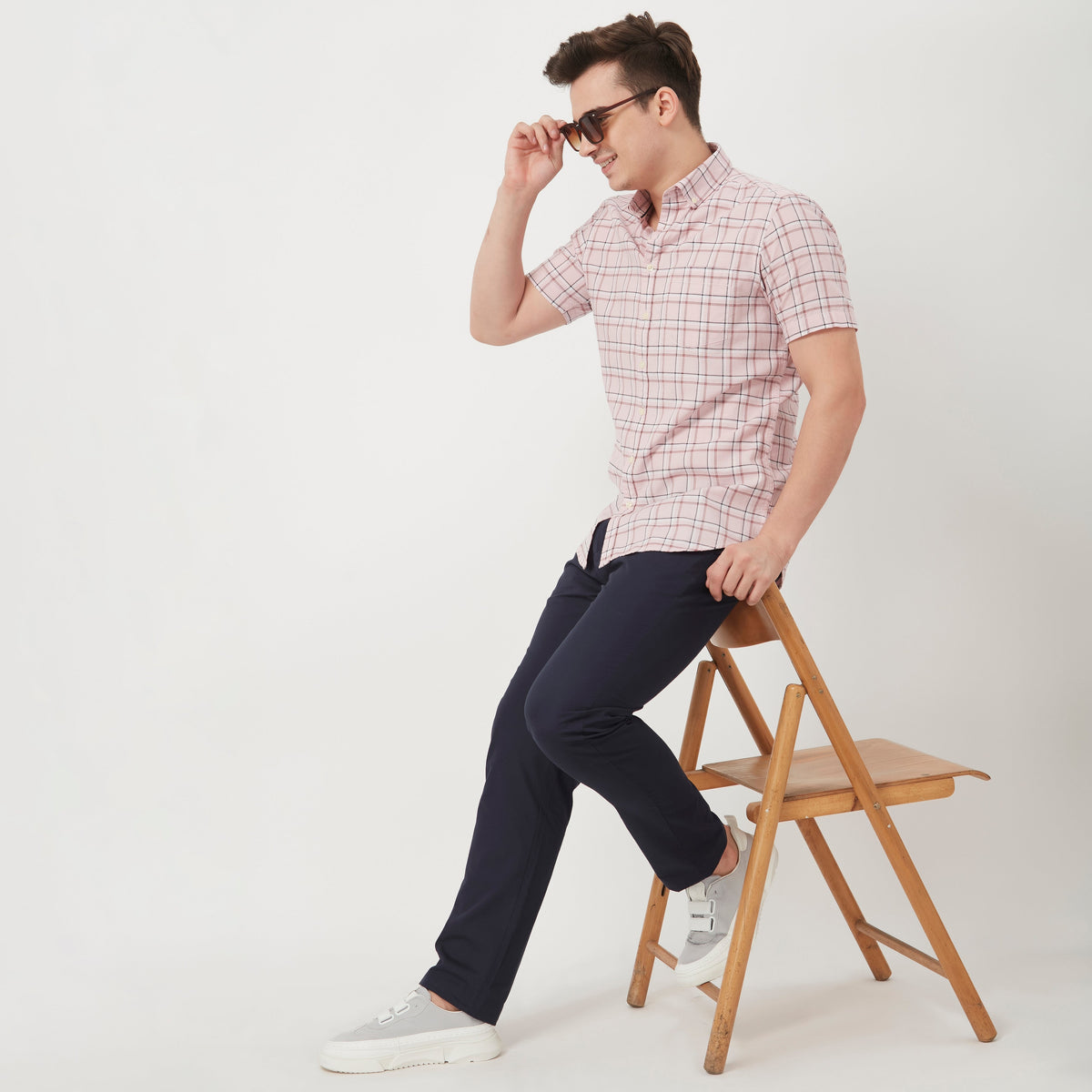 Men Wearing Slim Fit Checkered Shirt