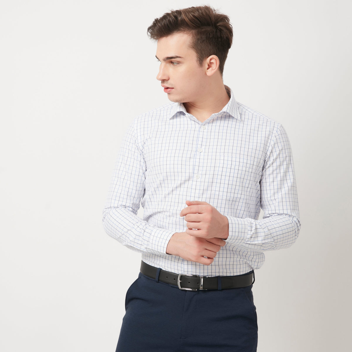 Men Wearing Relaxed Fit Checkered Shirt