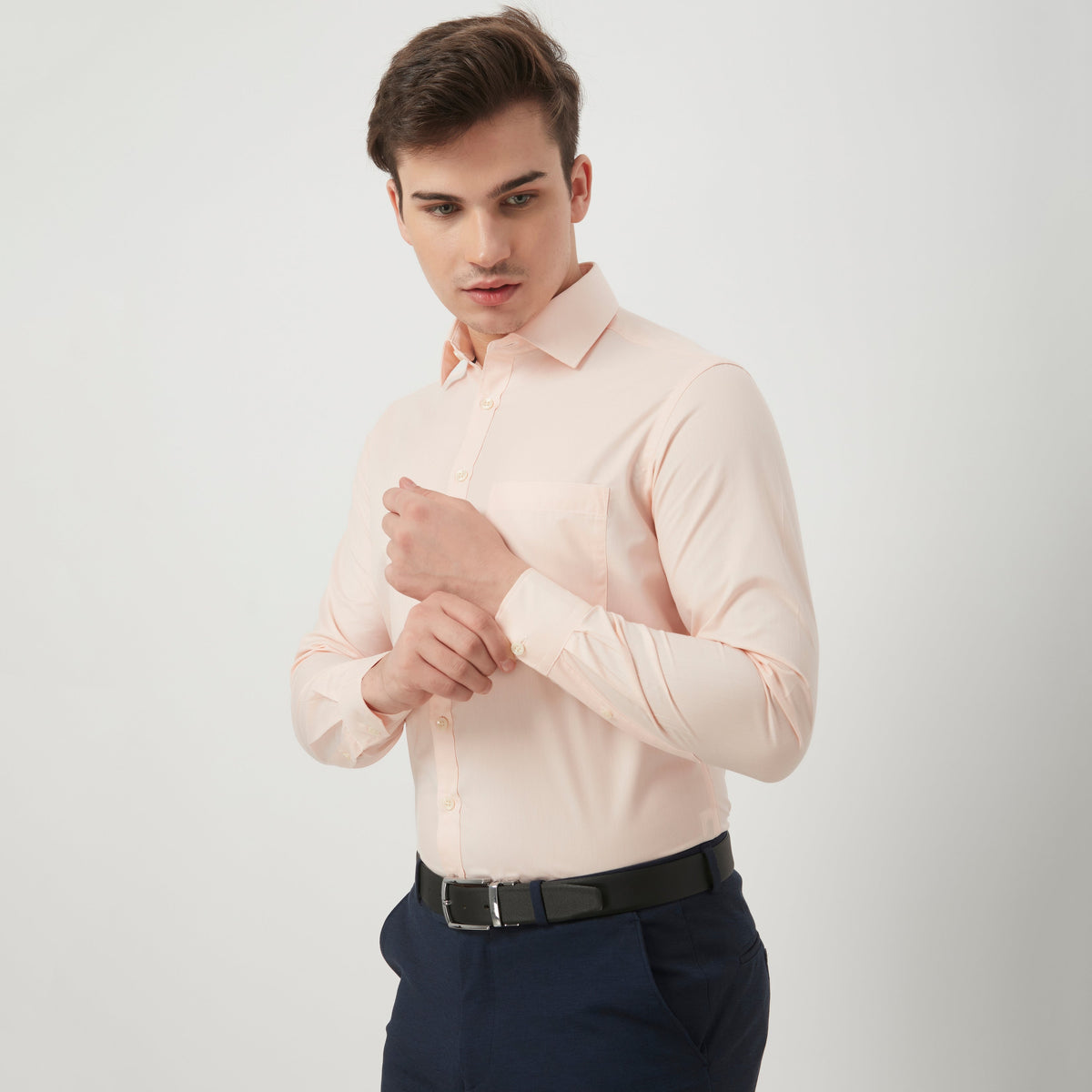 Men Wearing Relaxed Fit Solid Shirt