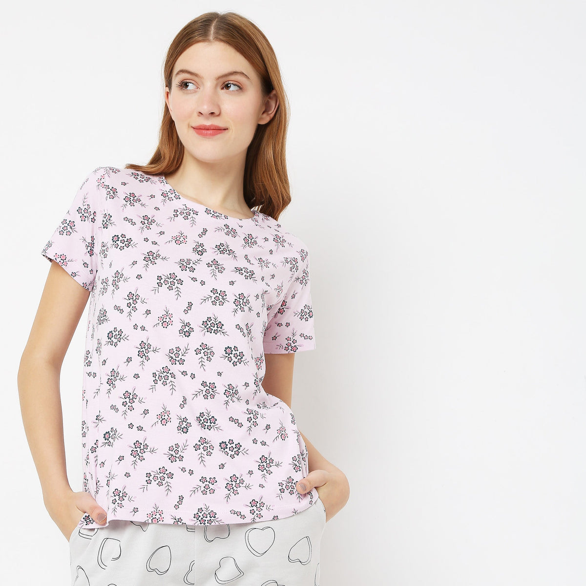 Regular Fit Printed Sleepwear Top