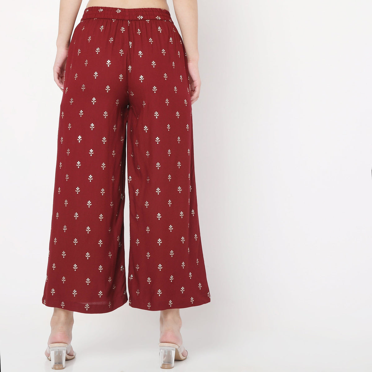 Flare Fit Printed Mid Rise Palazzos