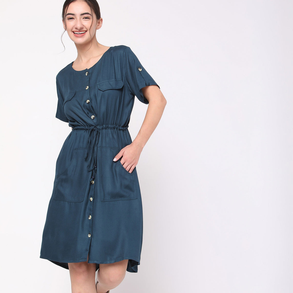 Regular Fit Solid Dress