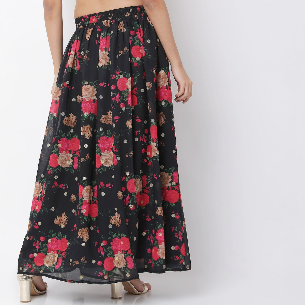 Flare Fit Floral Mid Rise Skirts