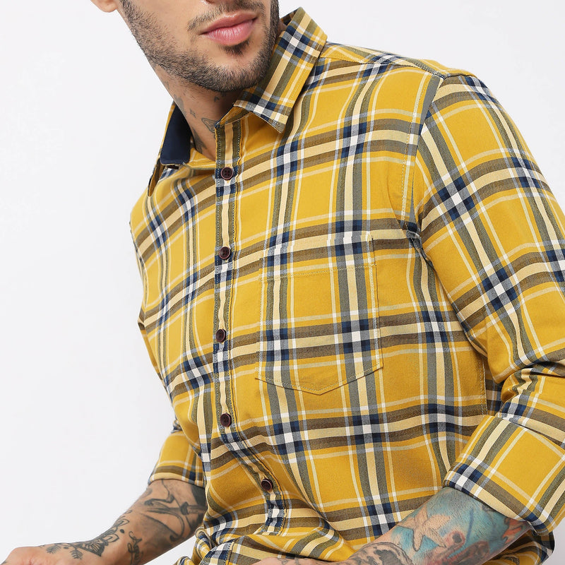 Men Wearing Regular Fit Checkered Shirt