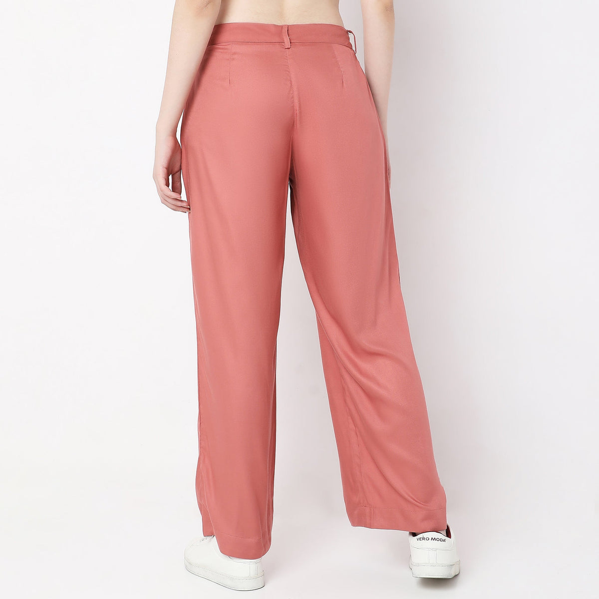 Regular Fit Solid Mid Rise Trousers