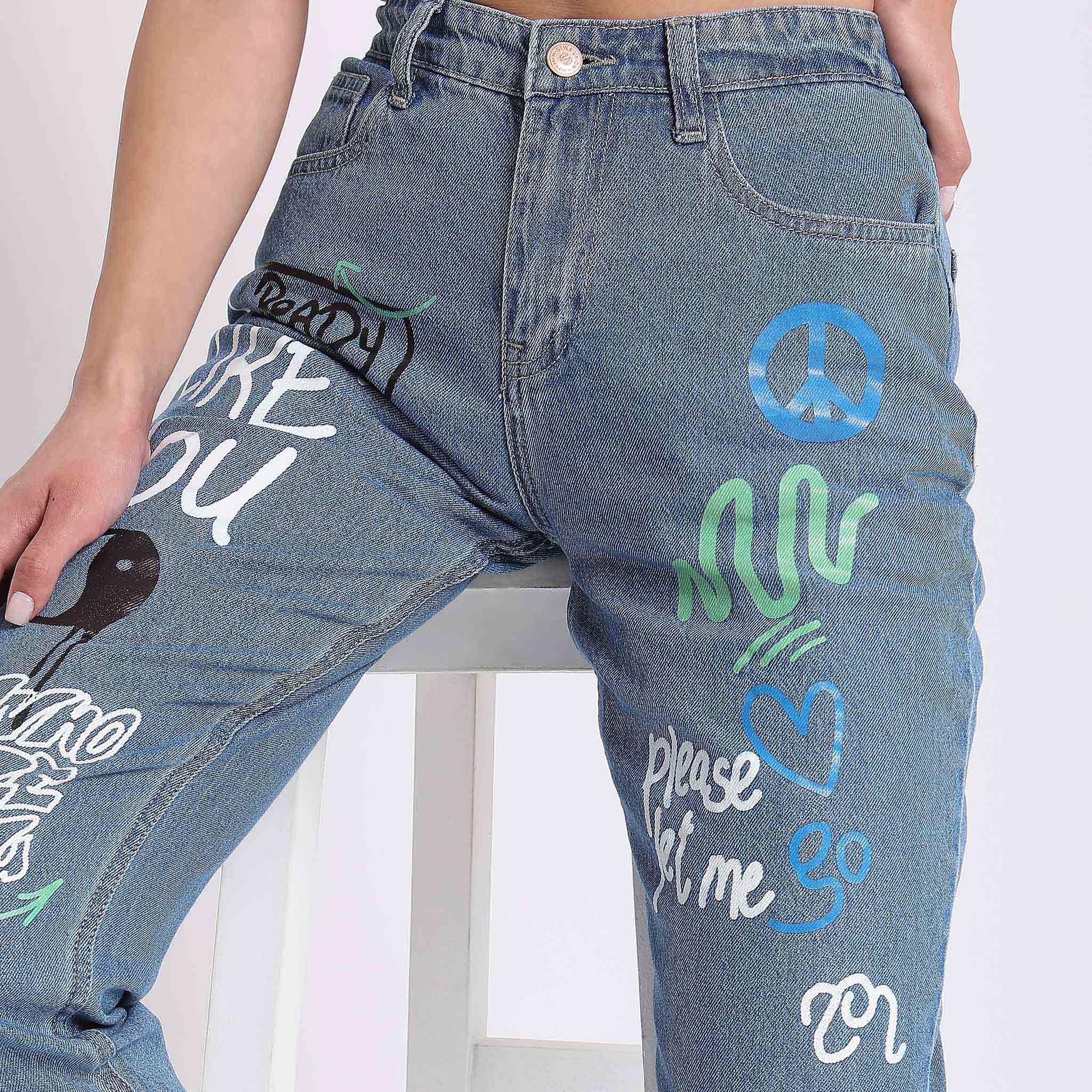 Regular Fit Printed Mid Rise Jeans
