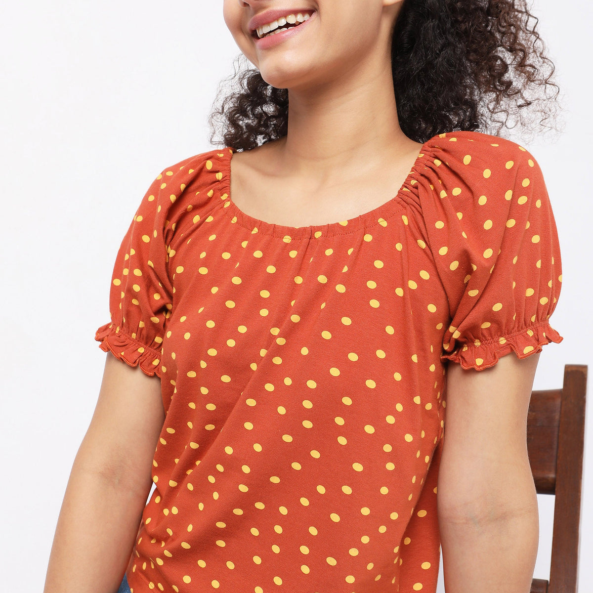 Regular Fit Polka Dot Top