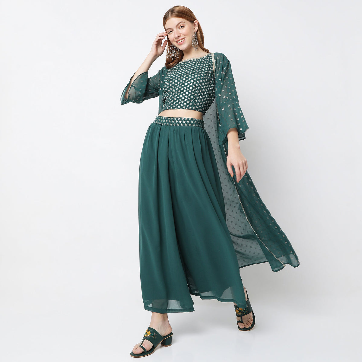 Flare Fit Embellished Ethnic Set