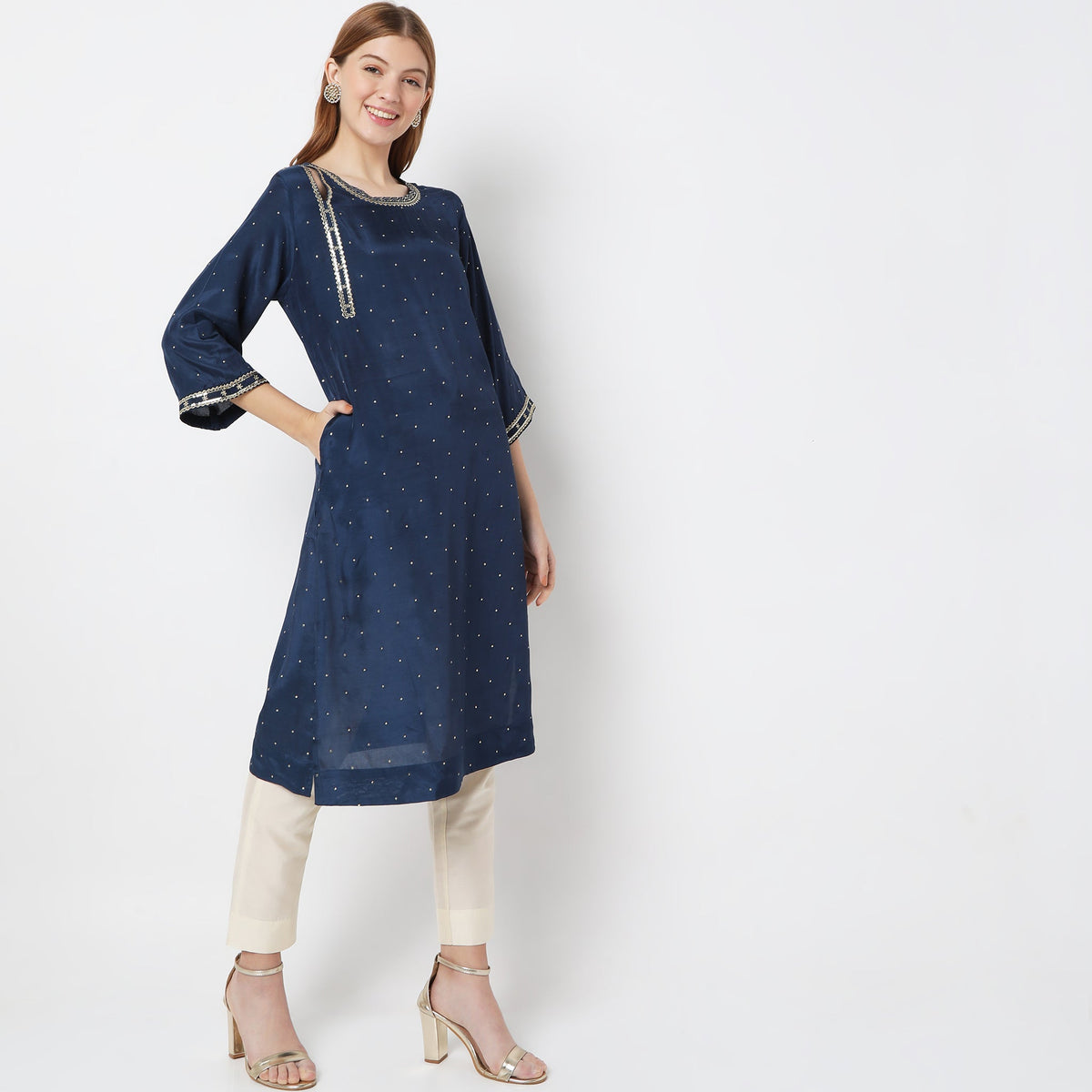 Flare Fit Embellished Kurta