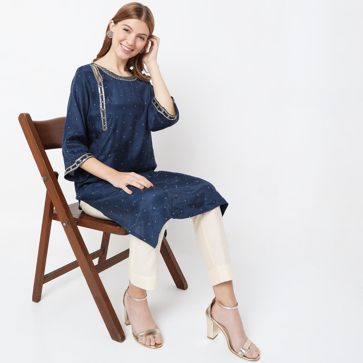 Flare Fit Embellished Kurta