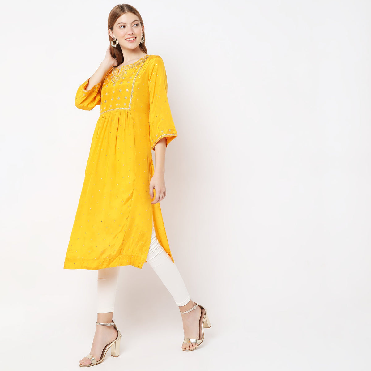 Flare Fit Embellished Kurta