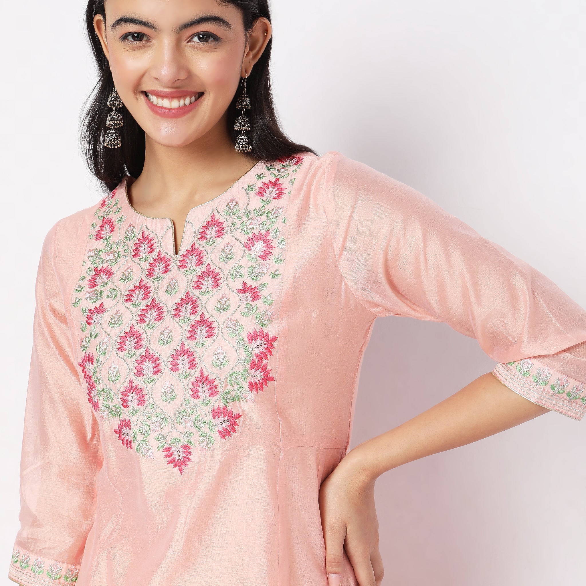 Flare Fit Embroidered Ethnic Set