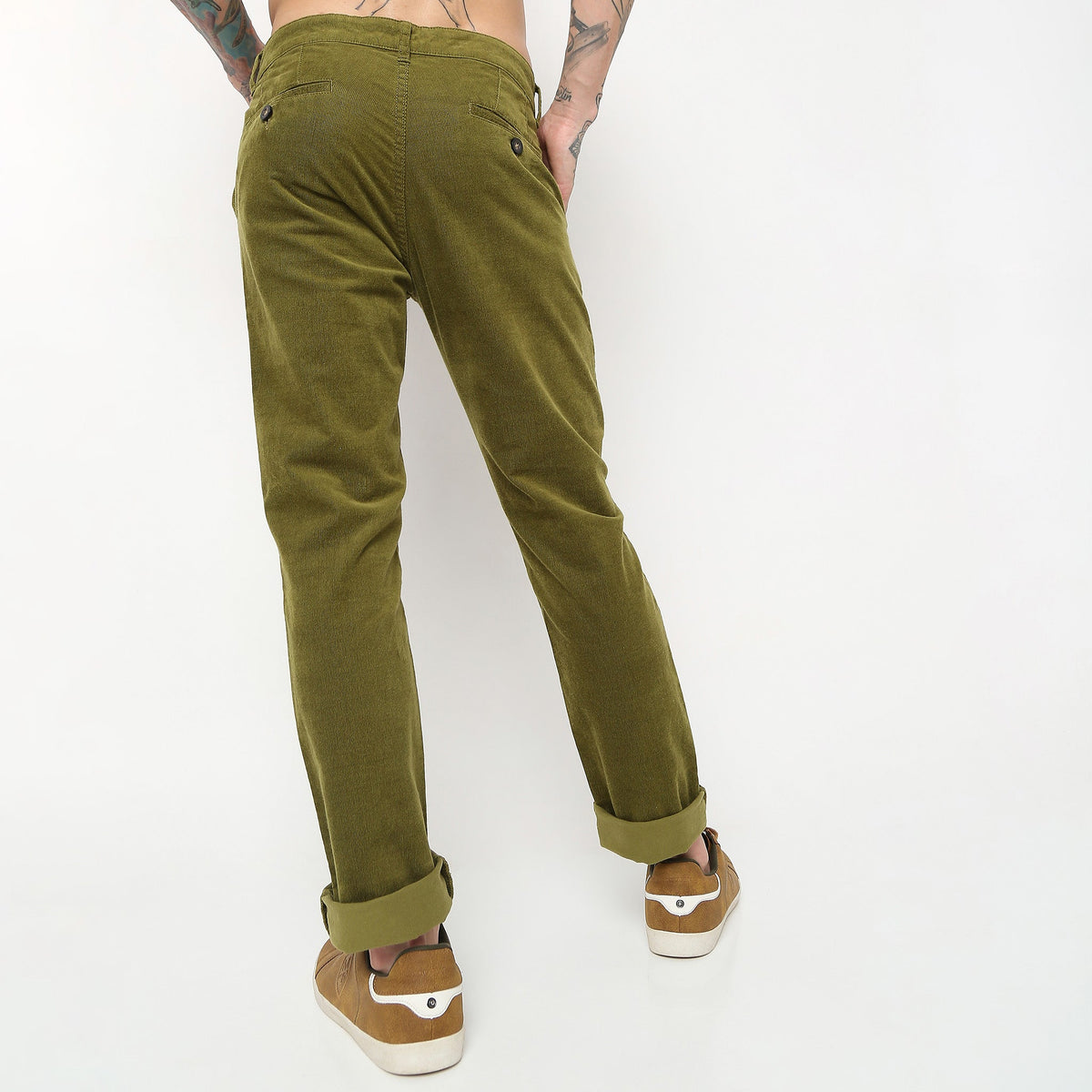 Slim Fit Solid Mid Rise Trousers