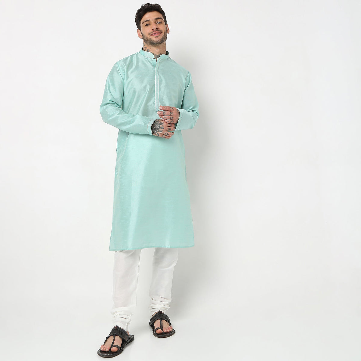 Slim Fit Solid Ethnic Set