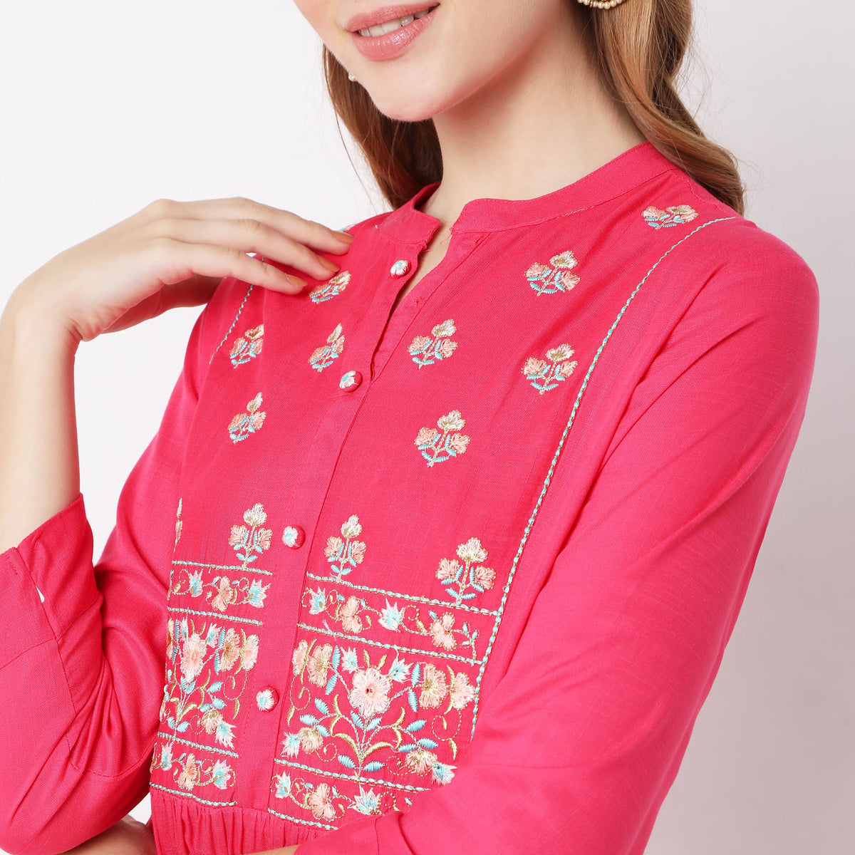 Flare Fit Embroidered Kurta