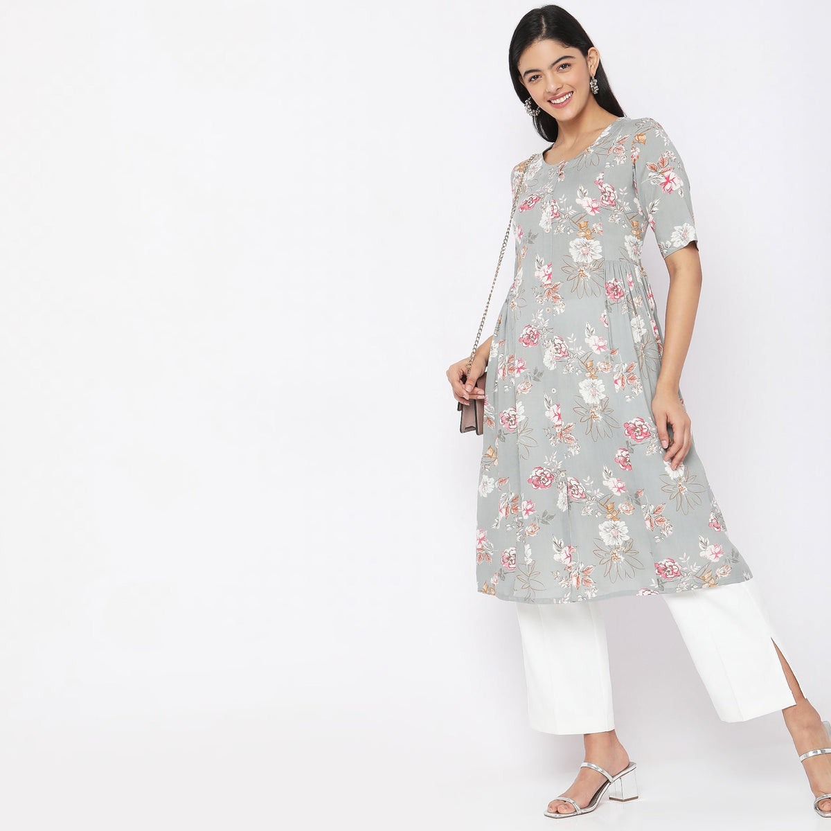 Flare Fit Floral Kurta