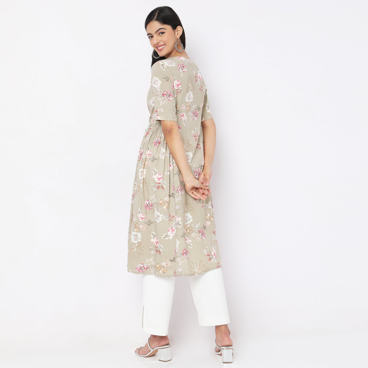 Flare Fit Floral Kurta