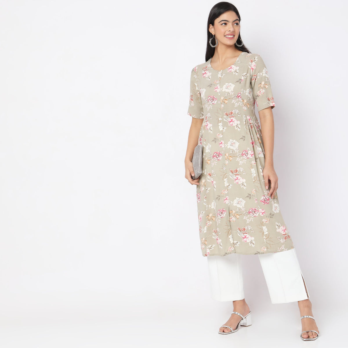 Flare Fit Floral Kurta