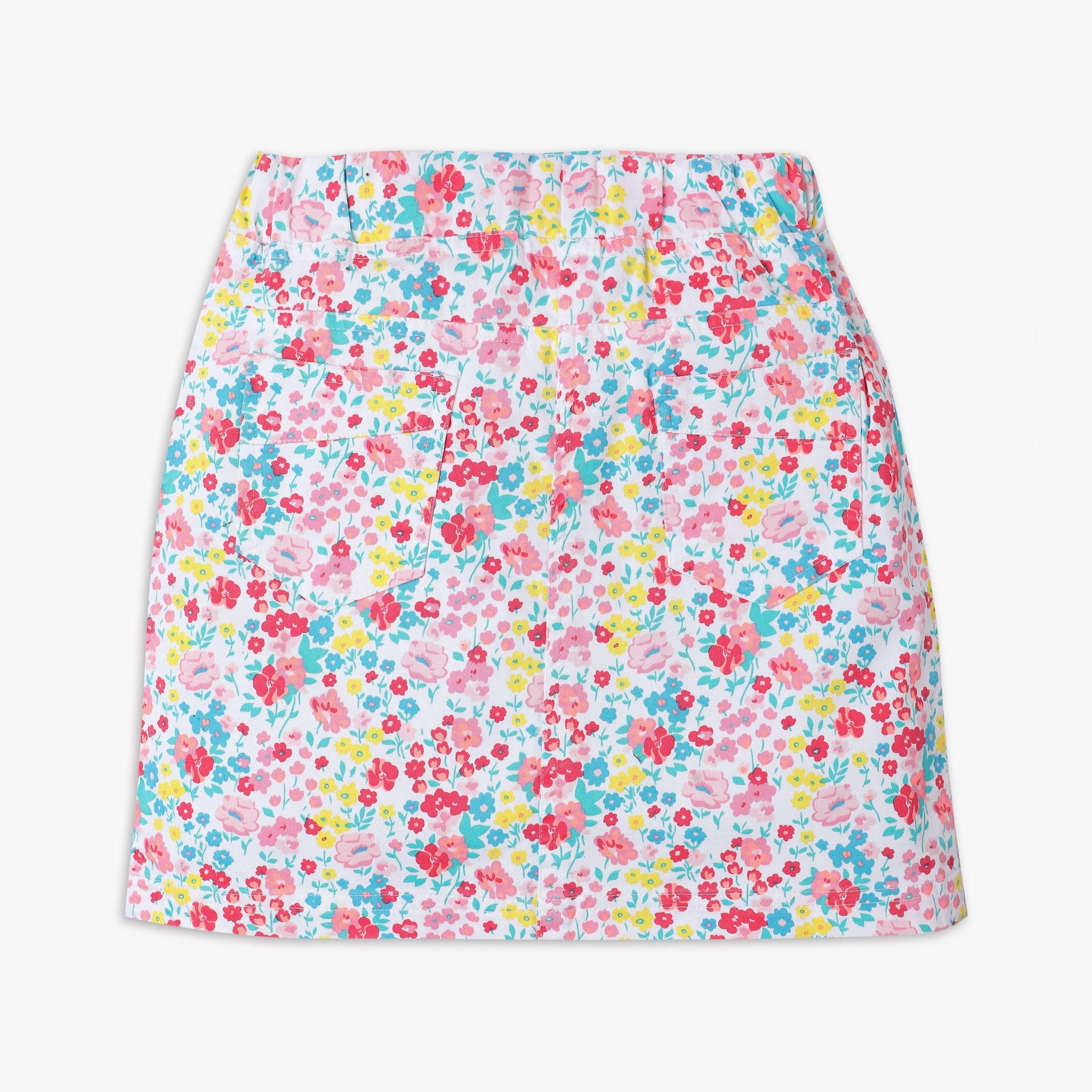 Girl Wearing Girl's Regular Fit Floral Mid Rise Skirt