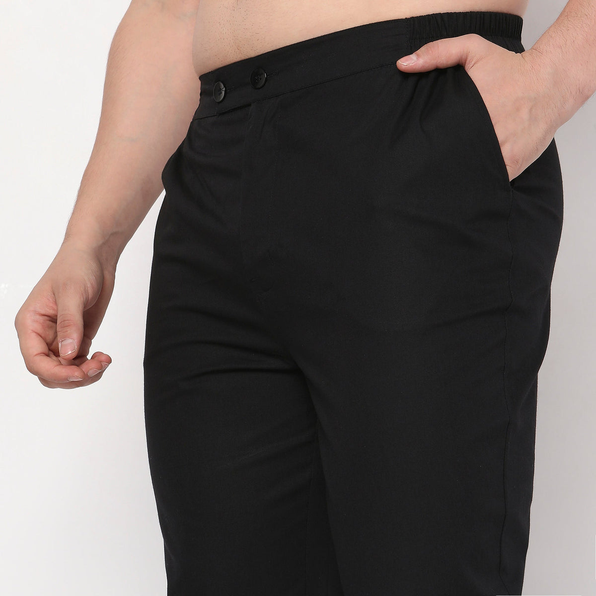 Slim Fit Solid Mid Rise Trousers