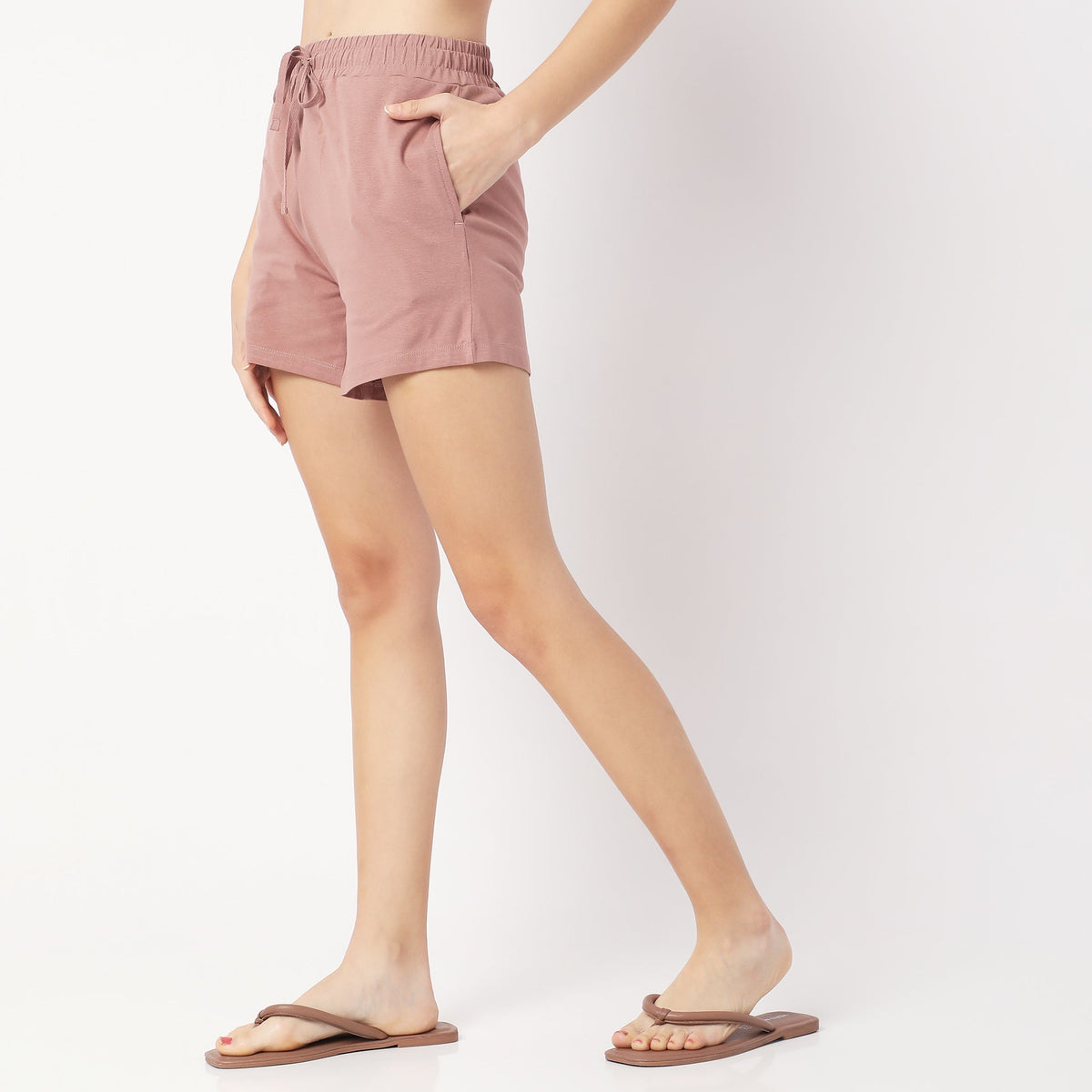 Regular Fit Solid Mid Rise Shorts