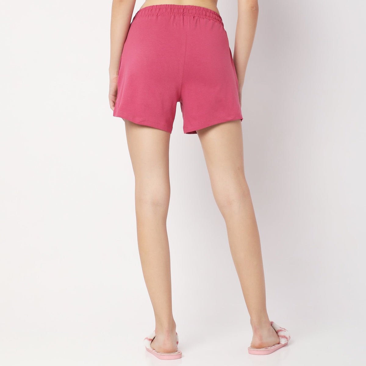 Regular Fit Solid Mid Rise Shorts