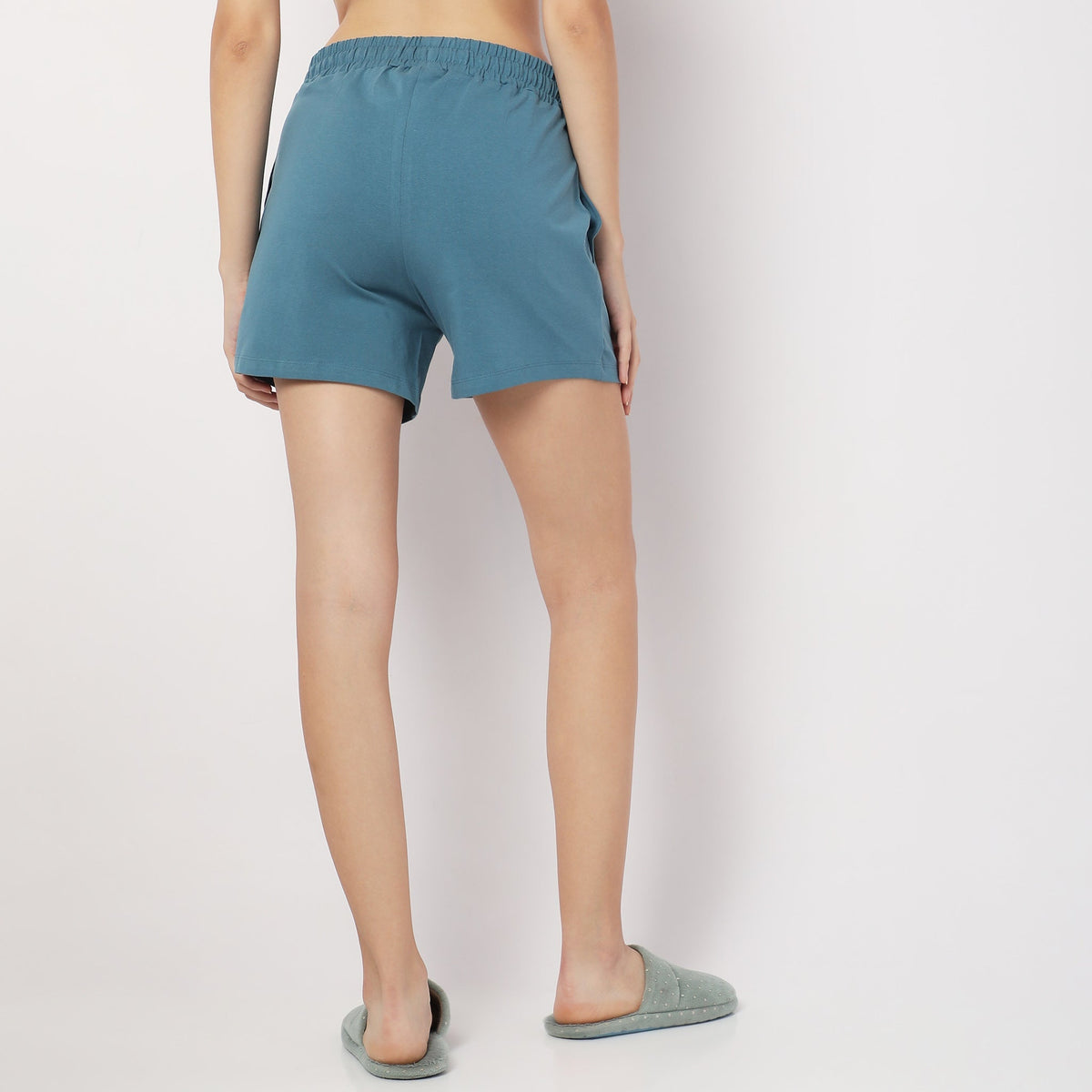 Regular Fit Solid Mid Rise Shorts