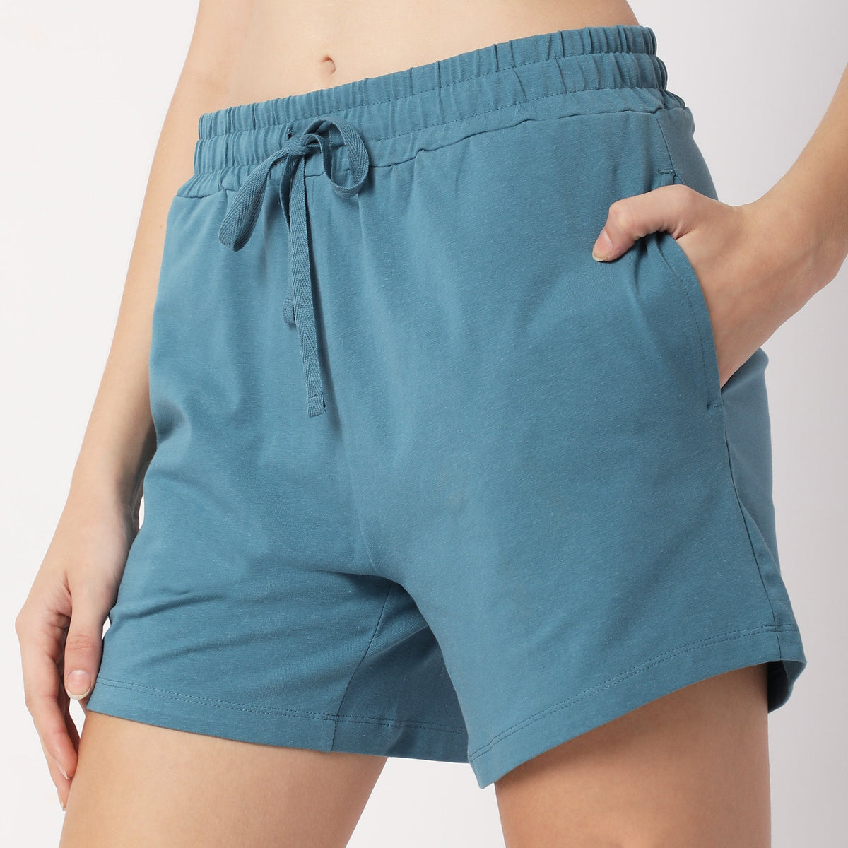 Regular Fit Solid Mid Rise Shorts