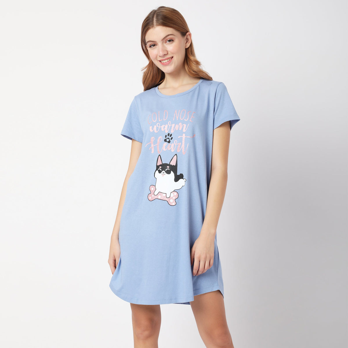 Regular Fit Graphic Short Gown