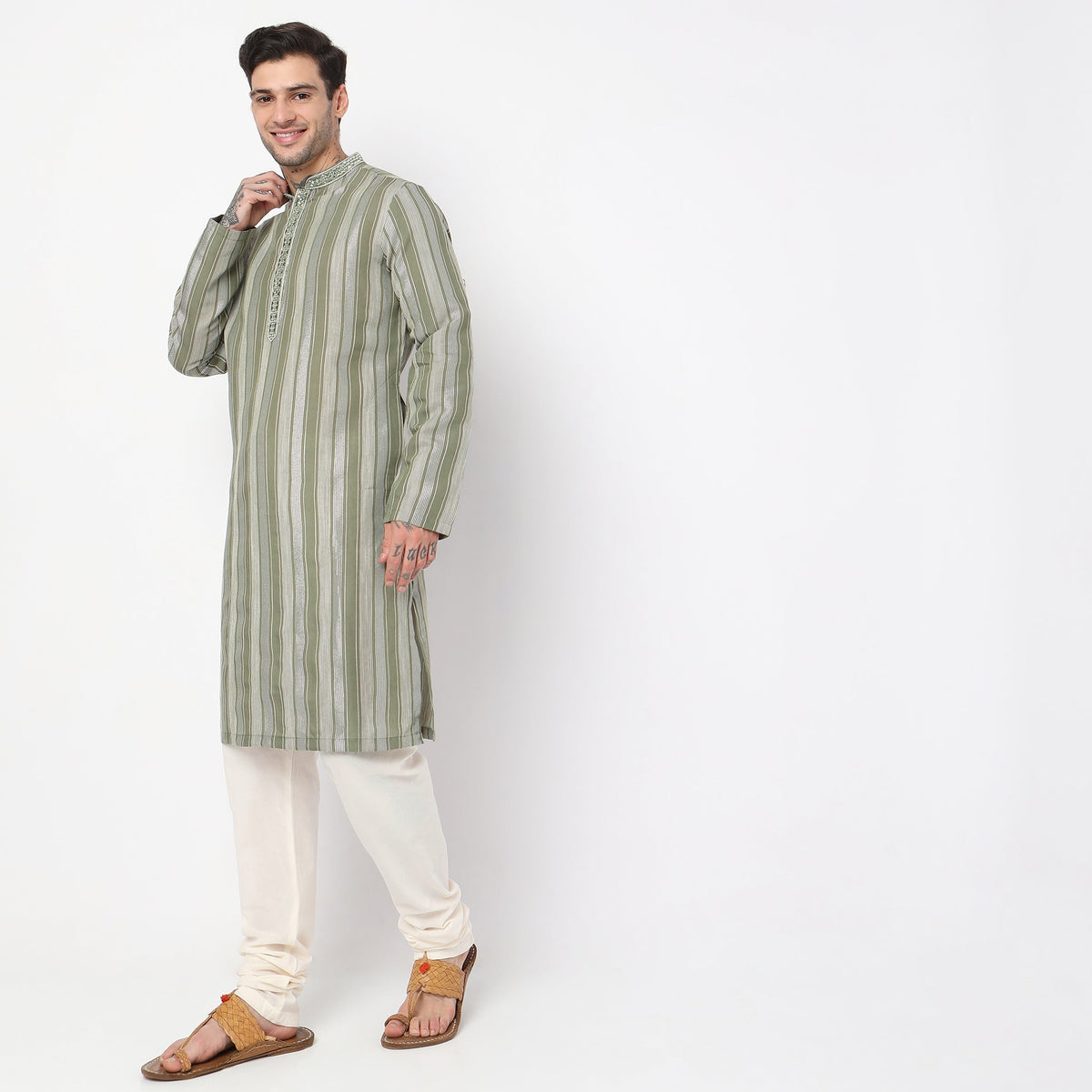 Slim Fit Striped Kurta