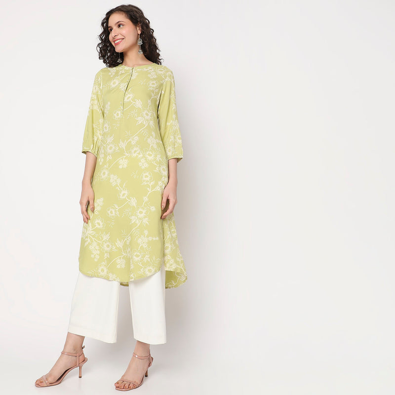 Women Wearing Flare Fit Floral Kurta