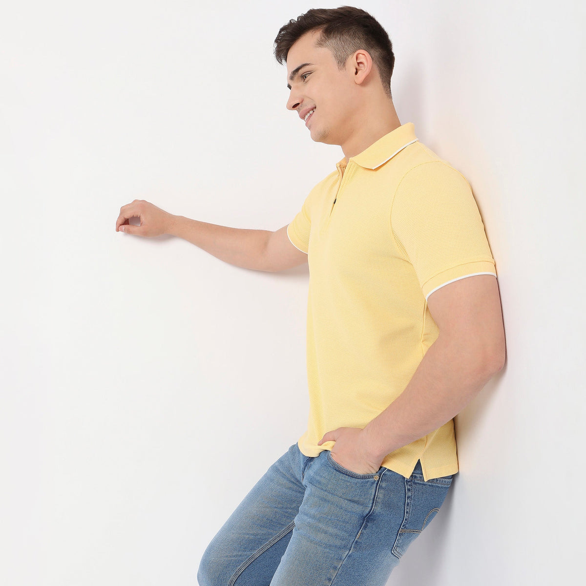 Regular Fit Textured Polo T-Shirt