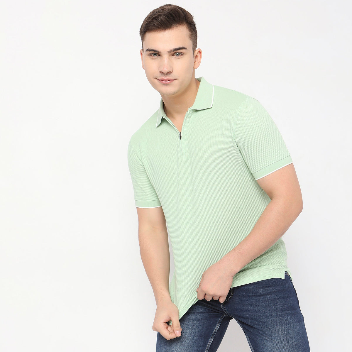 Regular Fit Textured Polo T-Shirt