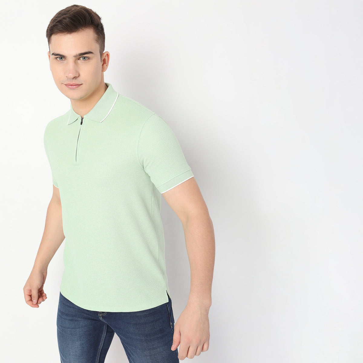 Regular Fit Textured Polo T-Shirt