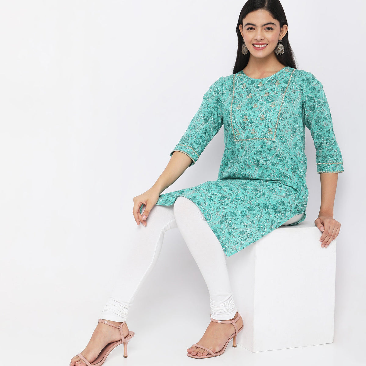 Straight Fit Floral Kurta