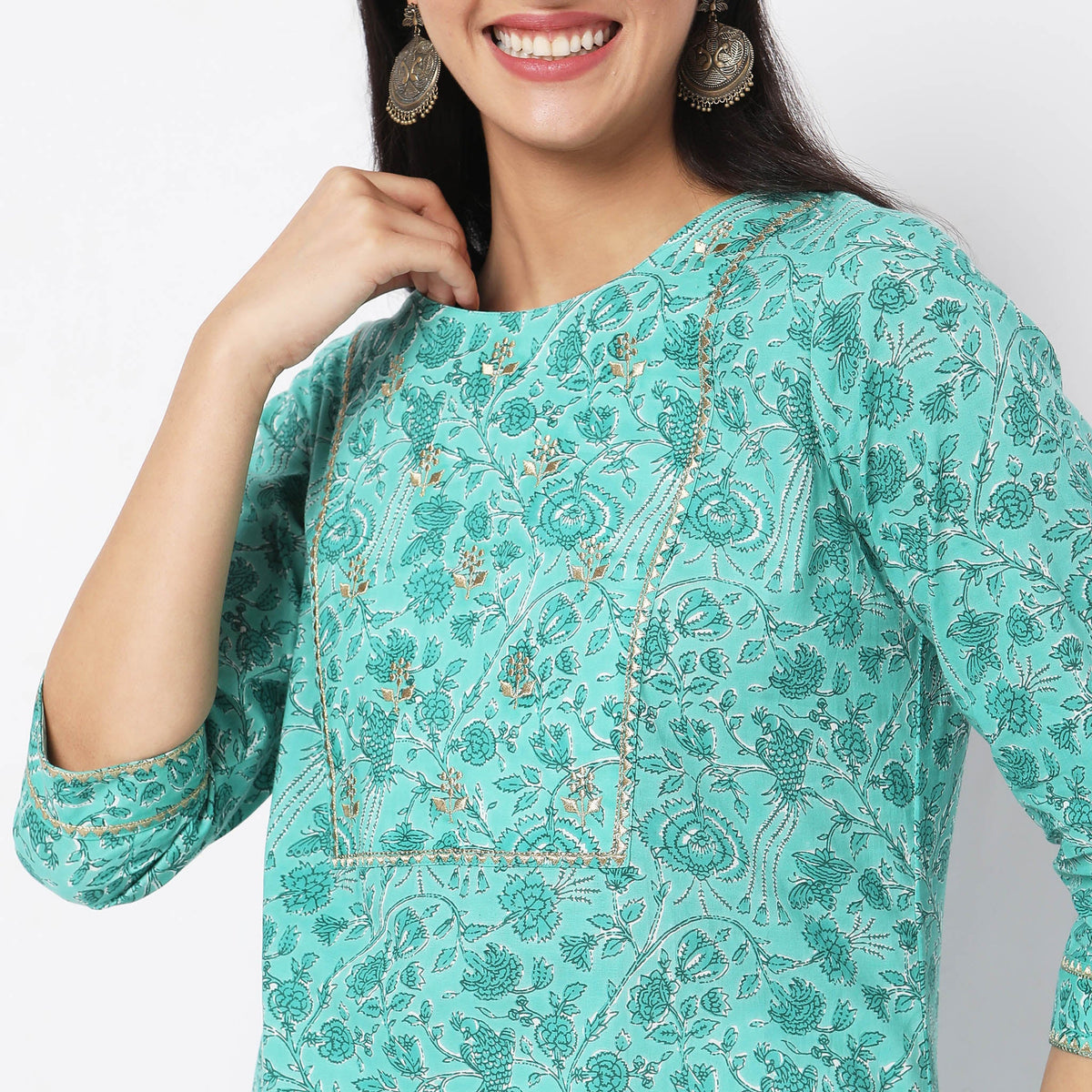 Straight Fit Floral Kurta