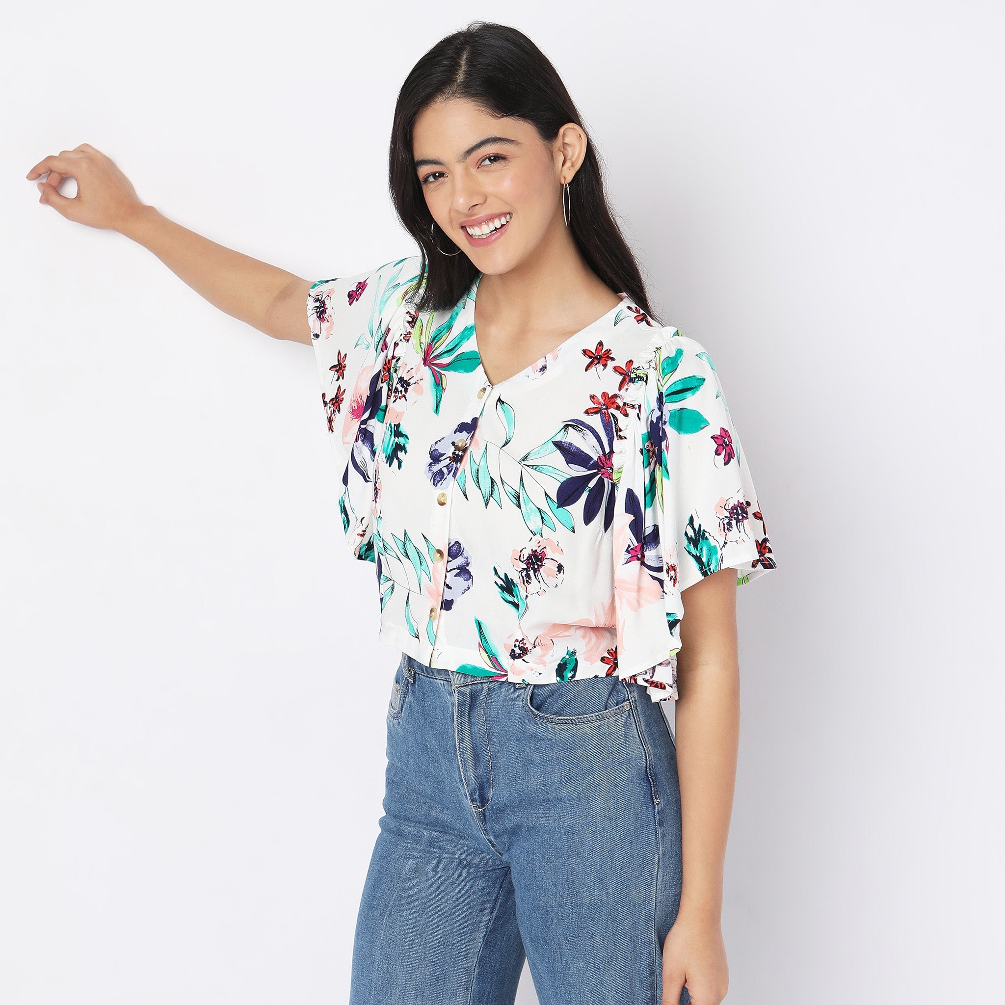 Boxy Fit Floral Crop Top