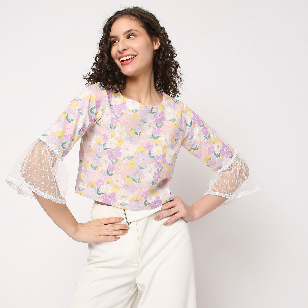 Women Wearing Regular Fit Floral Top