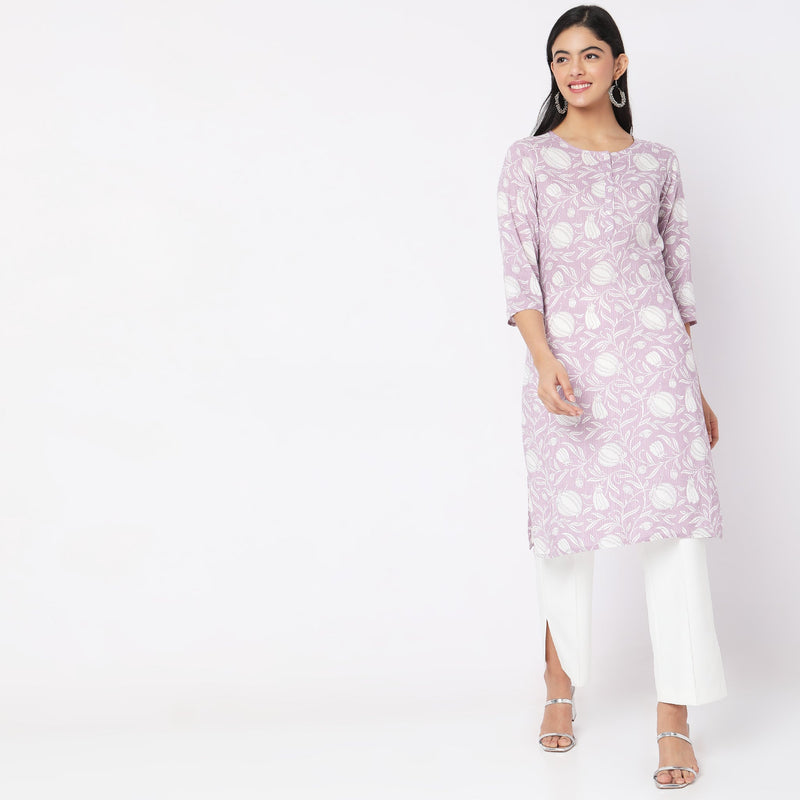 Straight Fit Floral Kurta