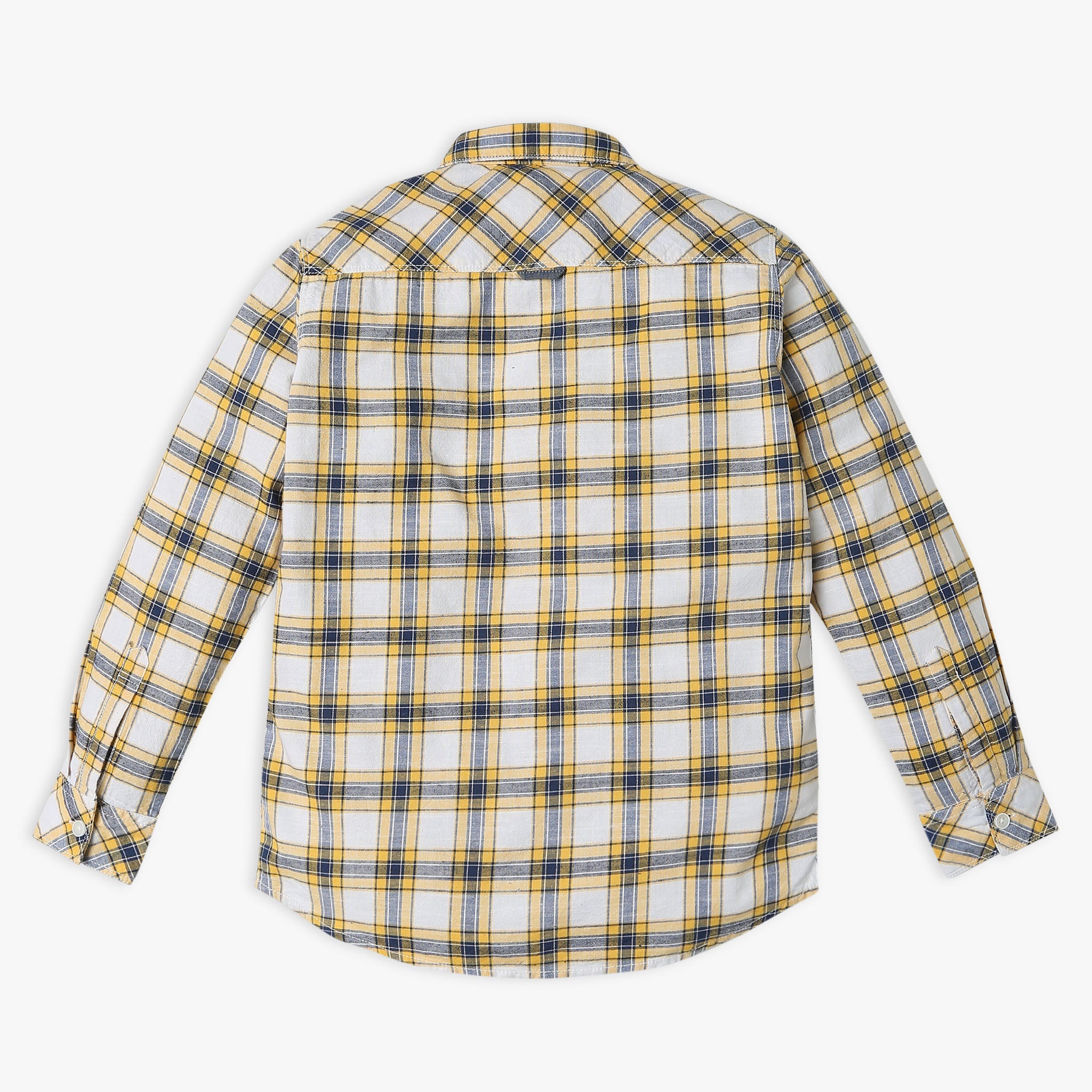 Boy Wearing Boy's Slim Fit Checkered Shirt