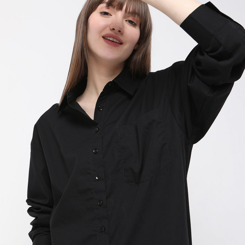 Women Wearing Regular Fit Solid Shirt