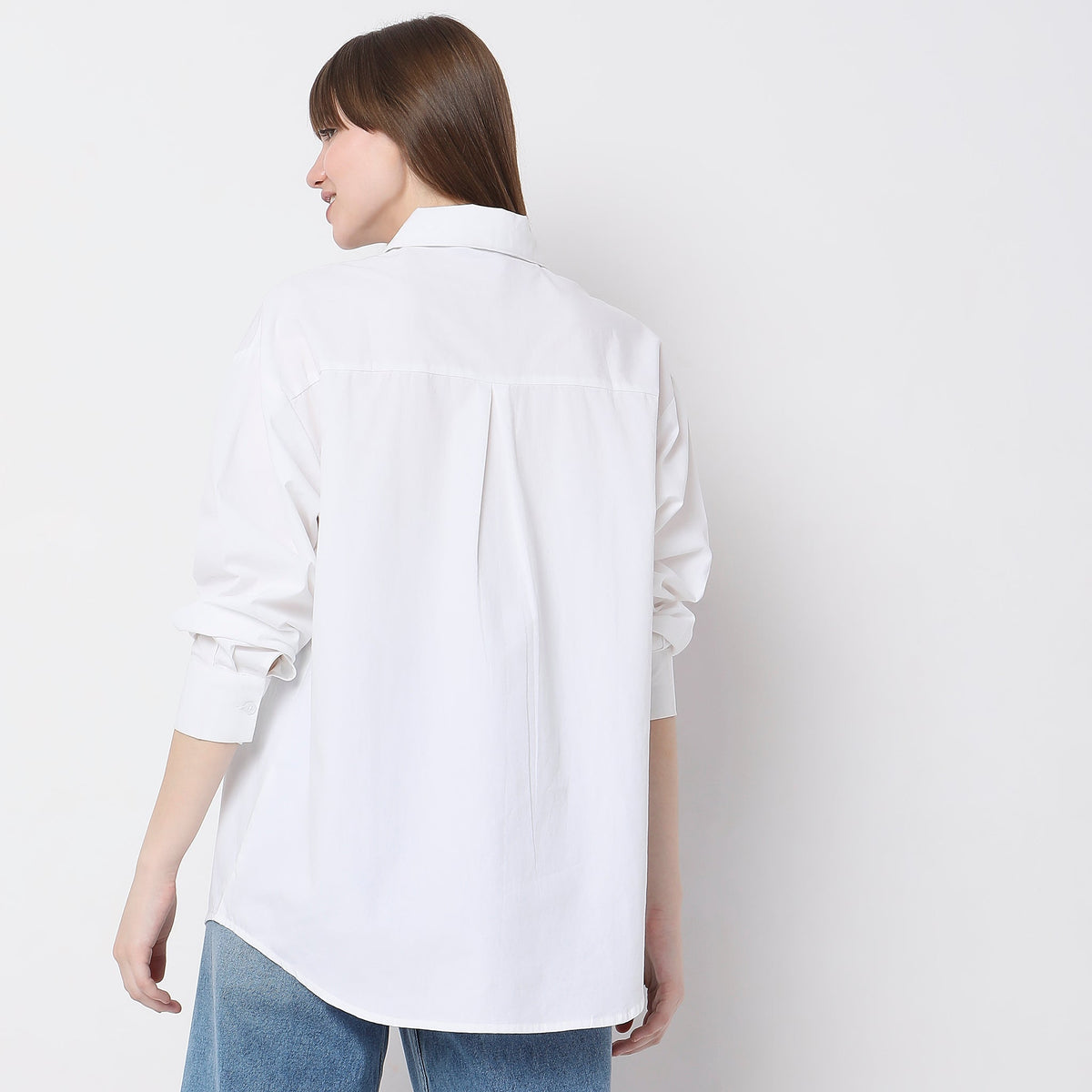 Women Wearing Regular Fit Solid Shirt