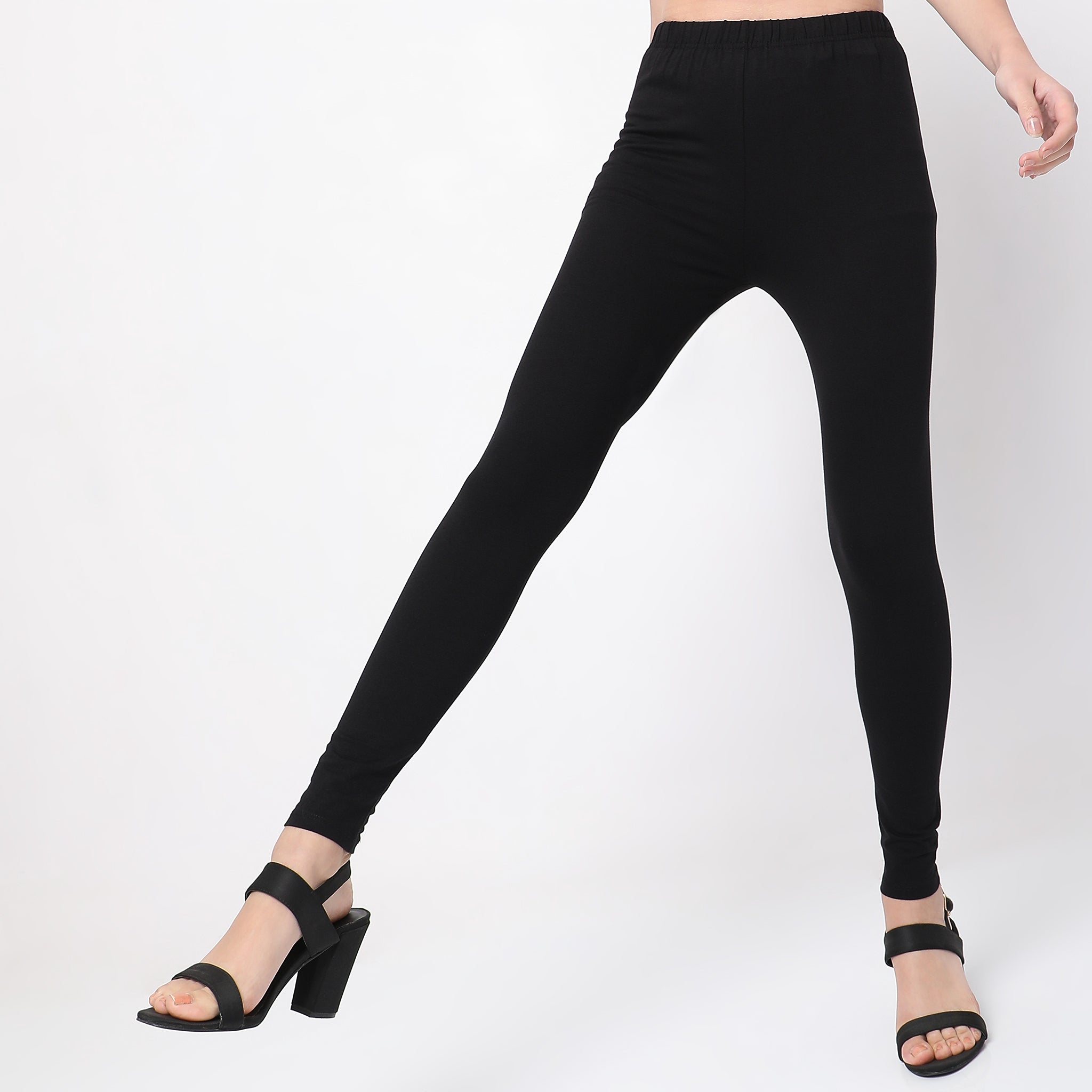 Women Solid Leaf Green Slim Fit Ankle Length Leggings - Tall