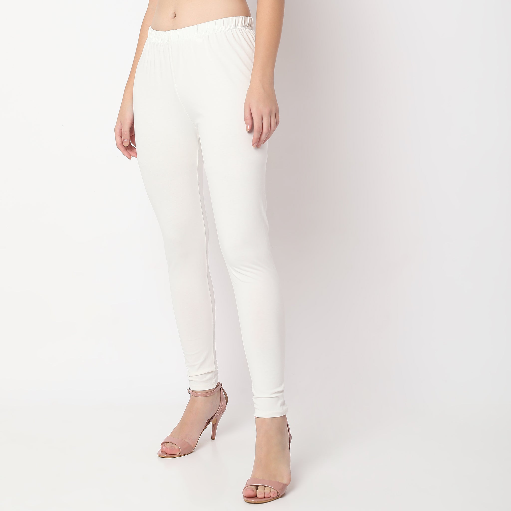 Buy PIPIN White Solid Viscose Skinny Fit Girls Leggings | Shoppers Stop