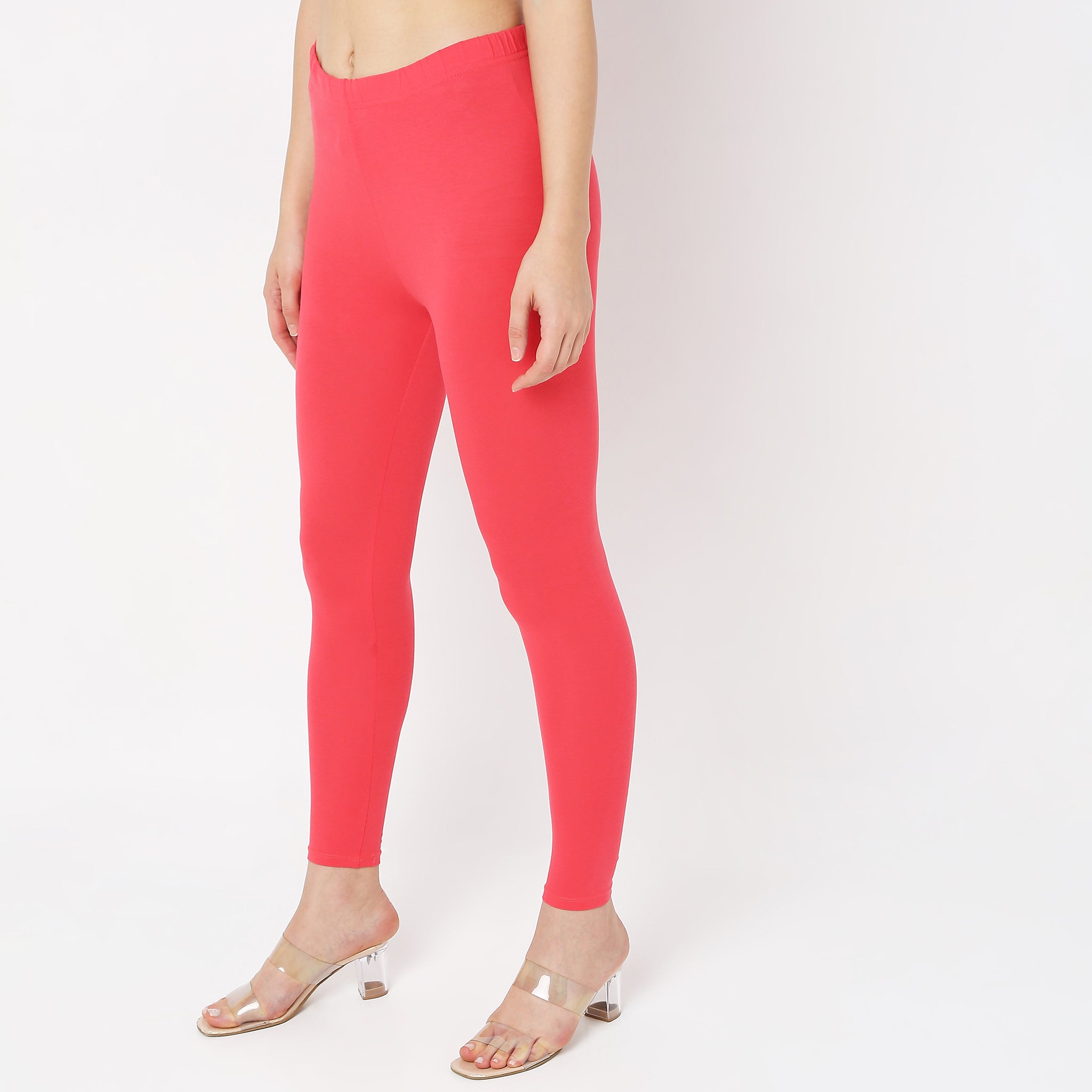 Red Mid Waist Women Ankle Length Leggings, Casual Wear, Skin Fit at Rs 450  in Tenali