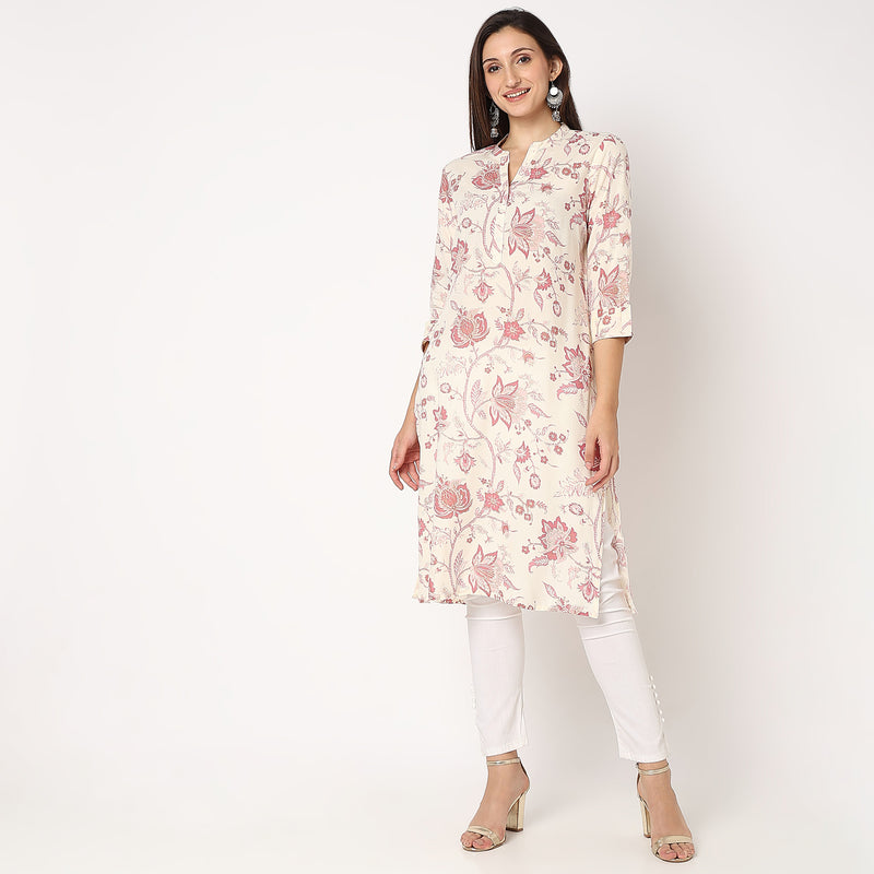 Straight Fit Floral Kurta