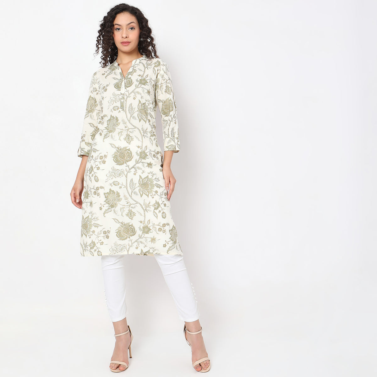 Straight Fit Floral Kurta