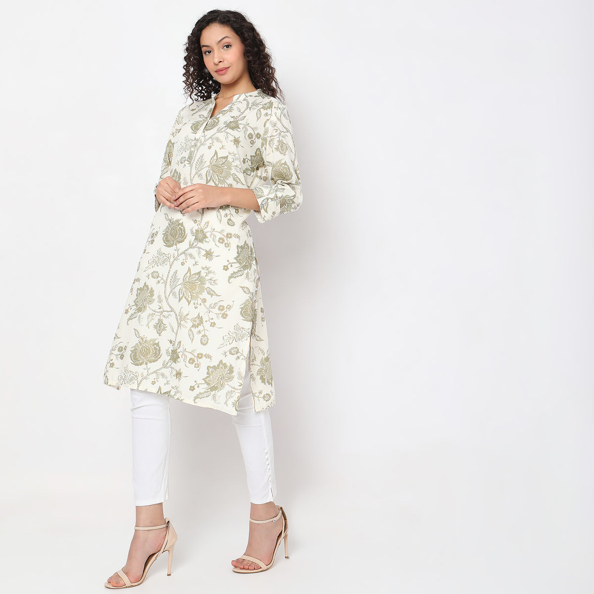 Straight Fit Floral Kurta