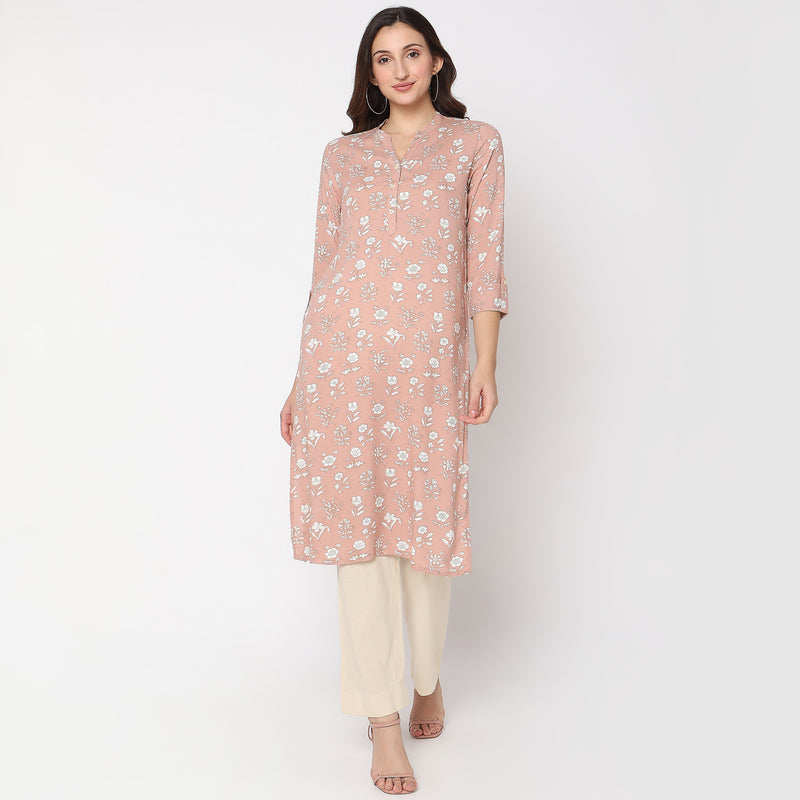 Straight Fit Floral Kurta
