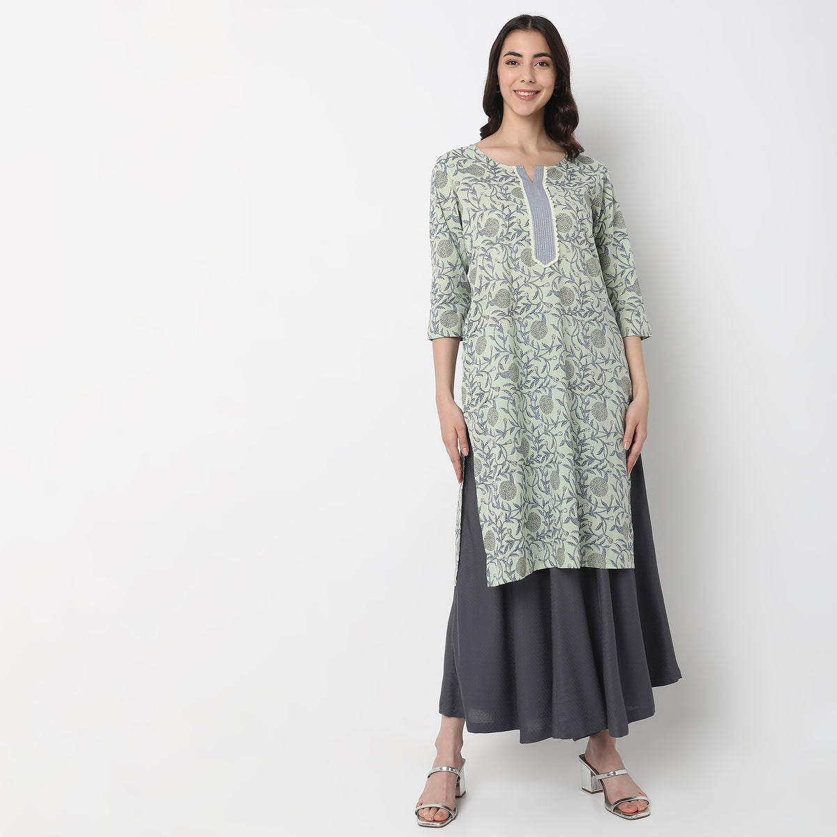 Straight Fit Floral Kurta